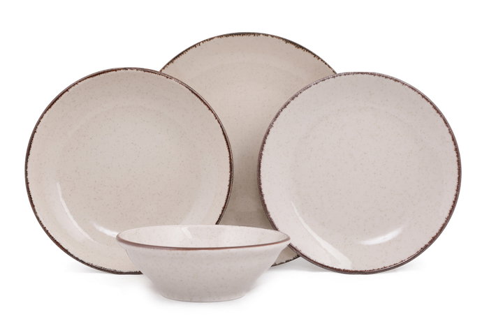 Hermia CXEO24Y2730P02 Vajilla de Porcelana 24 Piezas Color Canela Apta Lavavajillas Microondas